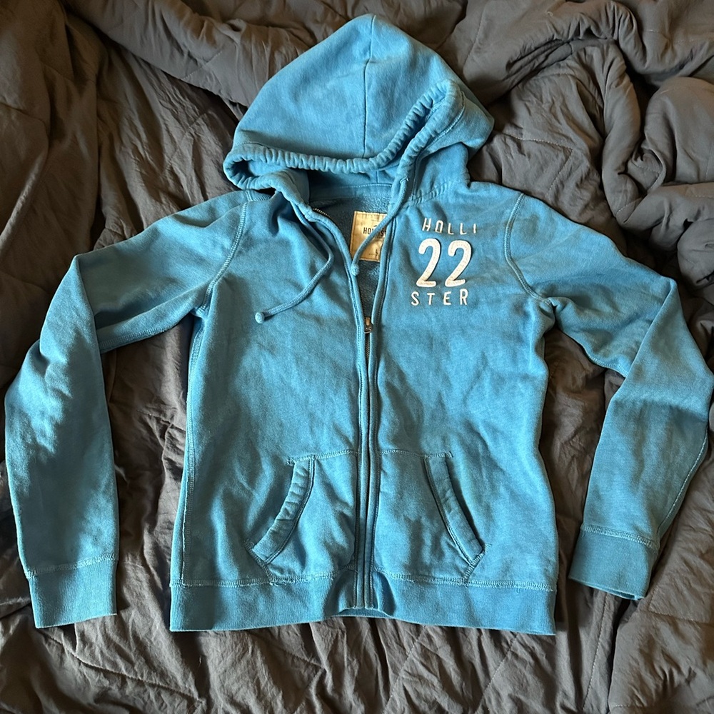 Hollister Blue Zip Up Hoodie